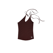 Newalrin Anne Stripe Embroidery String Sleeveless Top Red