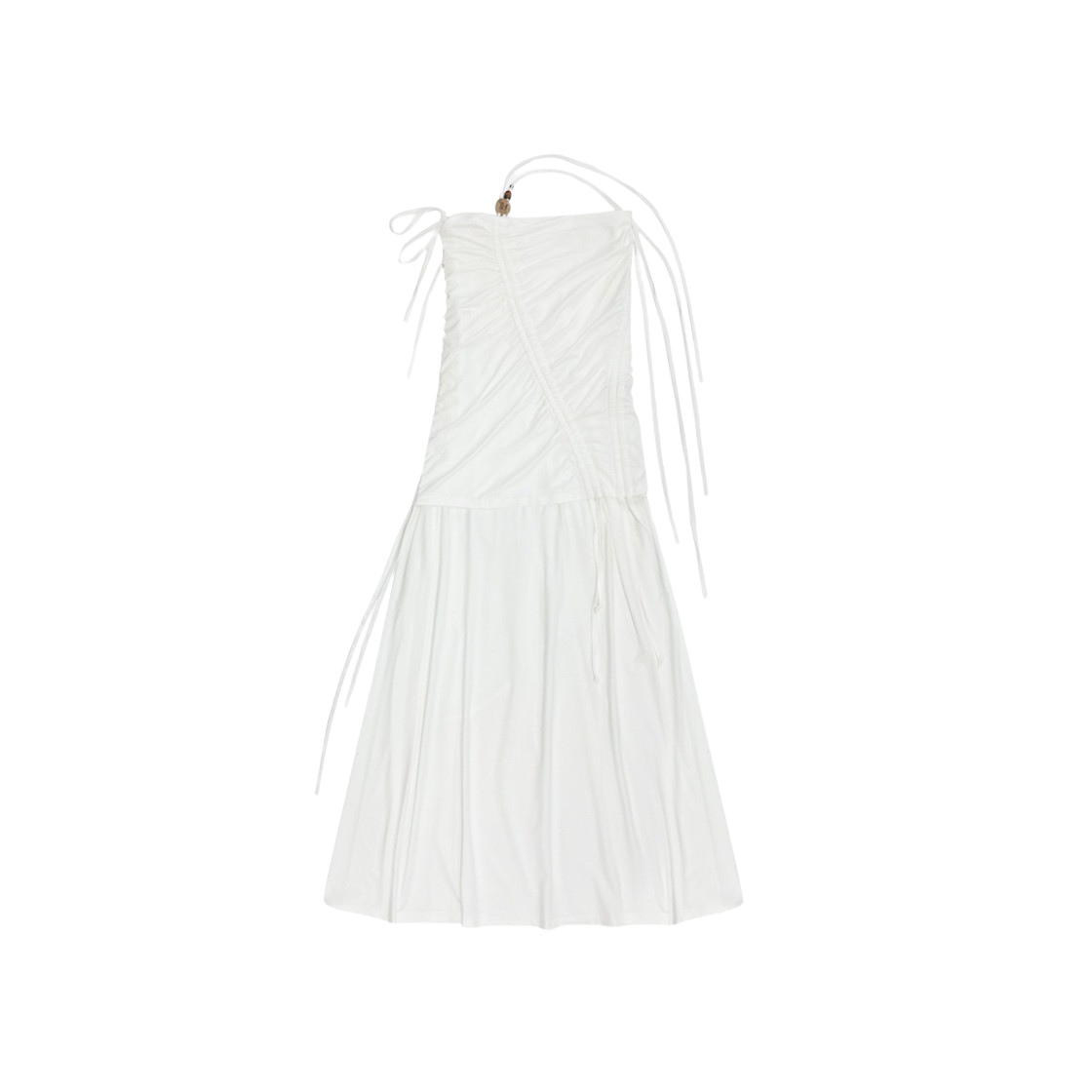 루바티 셔링 스트랩 튜브 탑 드레스 화이트(Rubati Shirring Strap Tube Top Dress White)