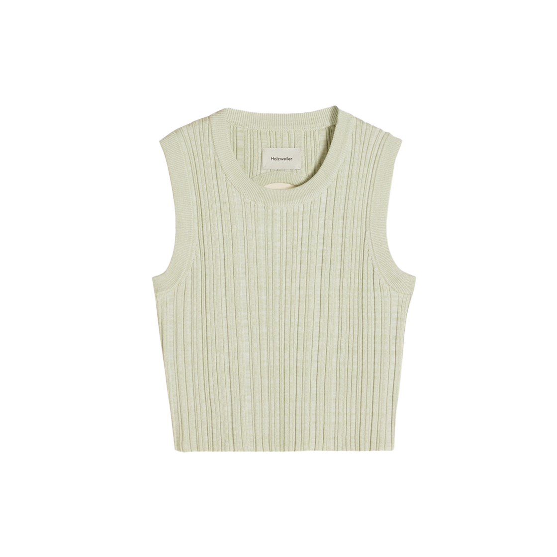 KW4AKNPHZ01IV Holzweiler Women Cumo Cropped Knit Top Light Green Mix