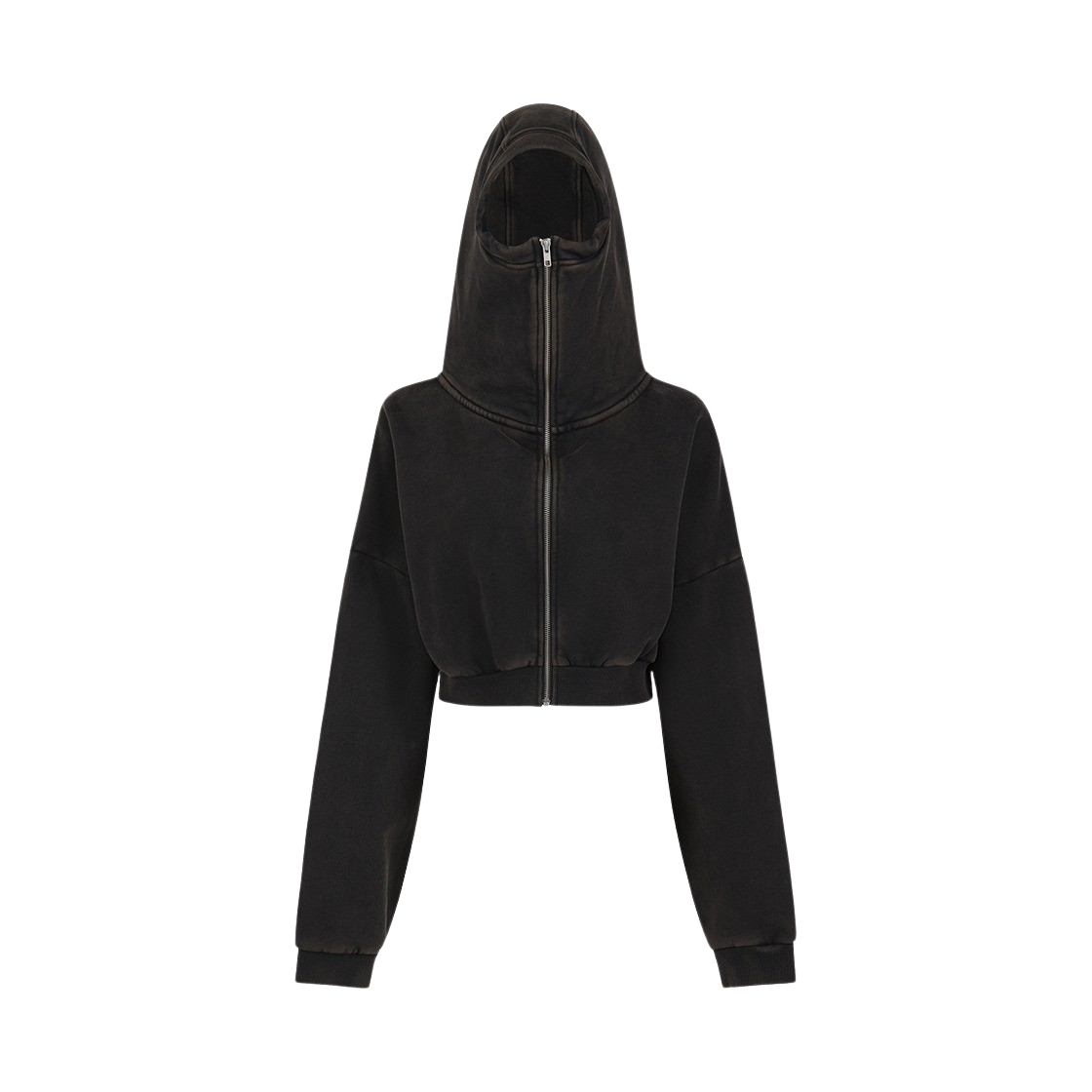 KW4DTSHES43BK Entire Studios Women Cropped Full Zip Washed Black - 24FW