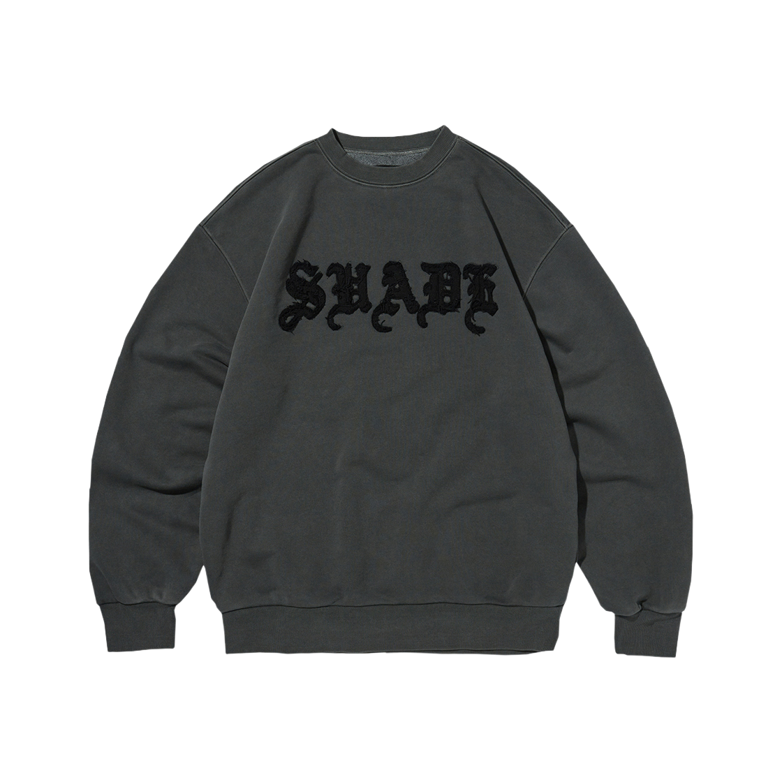 스웨이드 컷 오프 크루넥 피그먼트 블랙