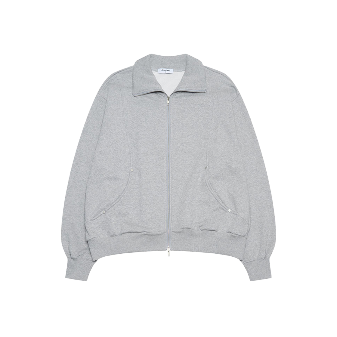 어레이드 컴피 리벳 하이 넥 스웻 집업 그레이(Arrayed Comfy Rivet High Neck Sweats Zip-up Gray)