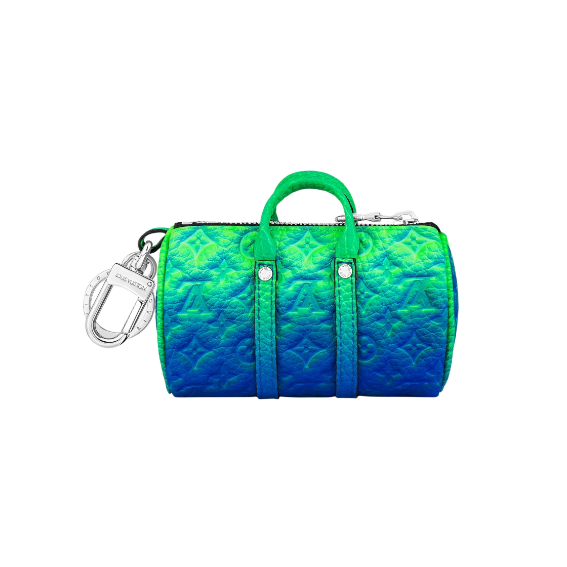 MP3284 Louis Vuitton Taurillon Illusion Mini Keepall Earphones Pouch Blue Green - 대표 이미지 #1
