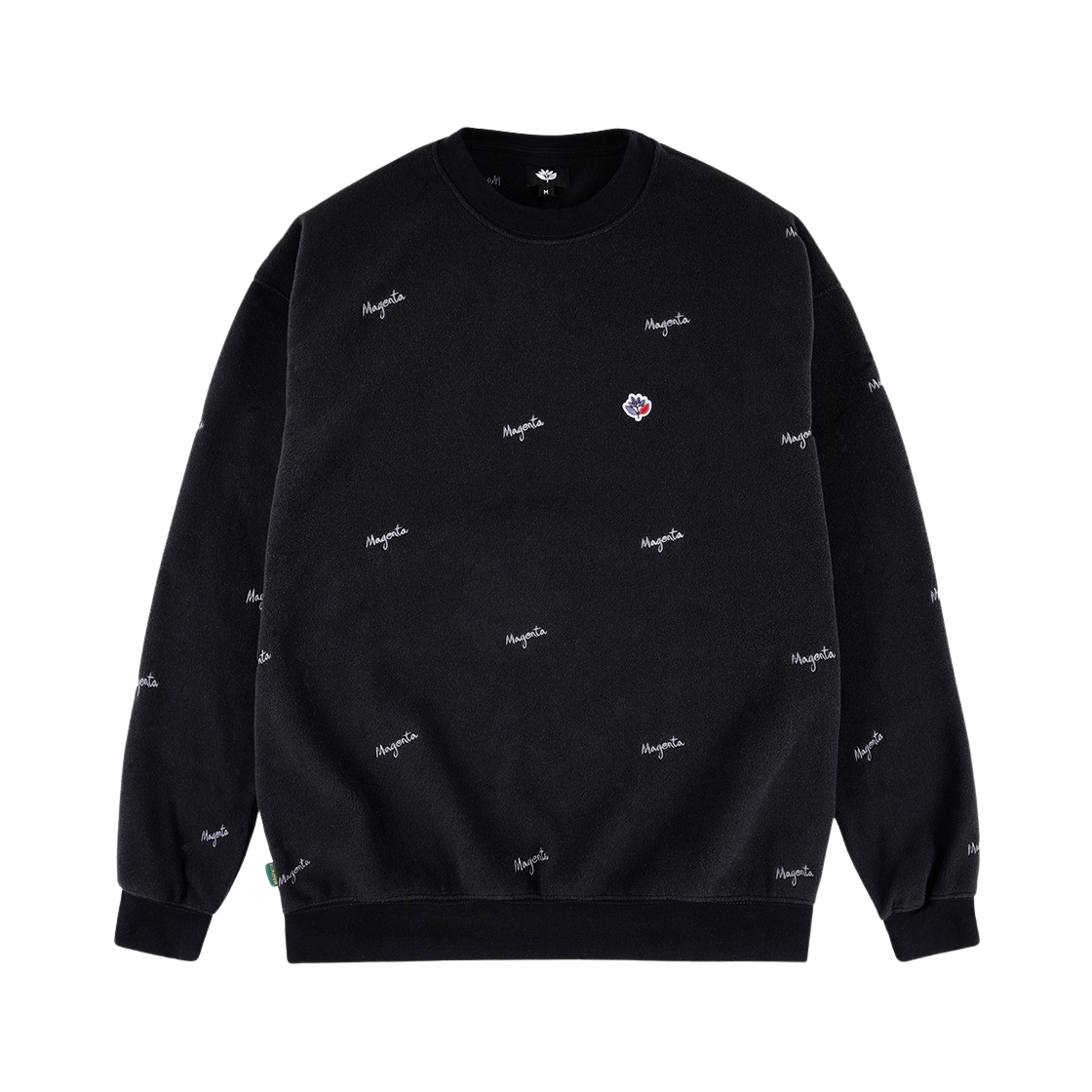 마젠타 스케이트보드 루프 플리스 크루넥 블랙