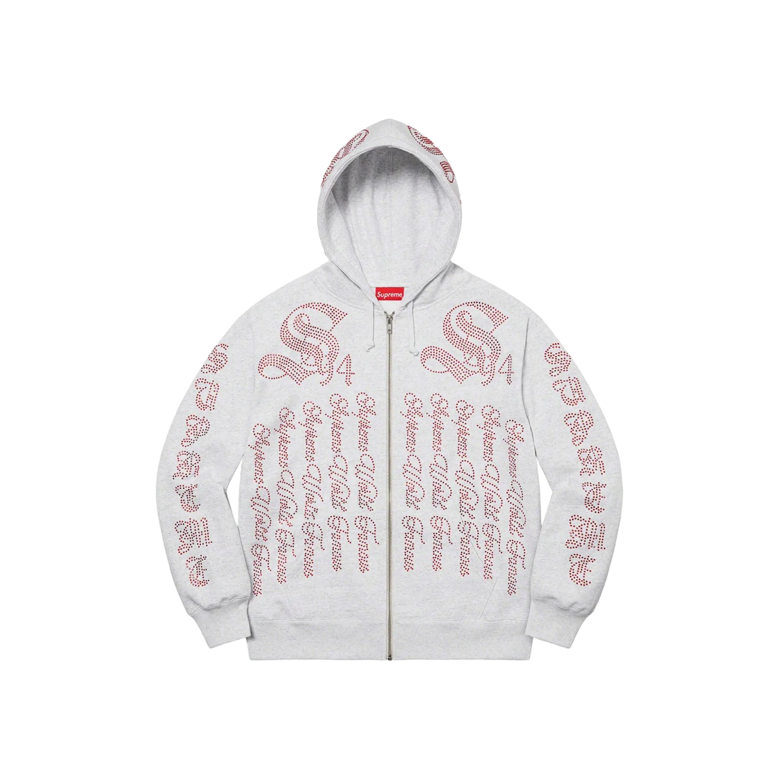 - Supreme Rhinestone Zip Up Hooded Sweatshirt Ash Grey - 22SS - 대표 이미지 #1