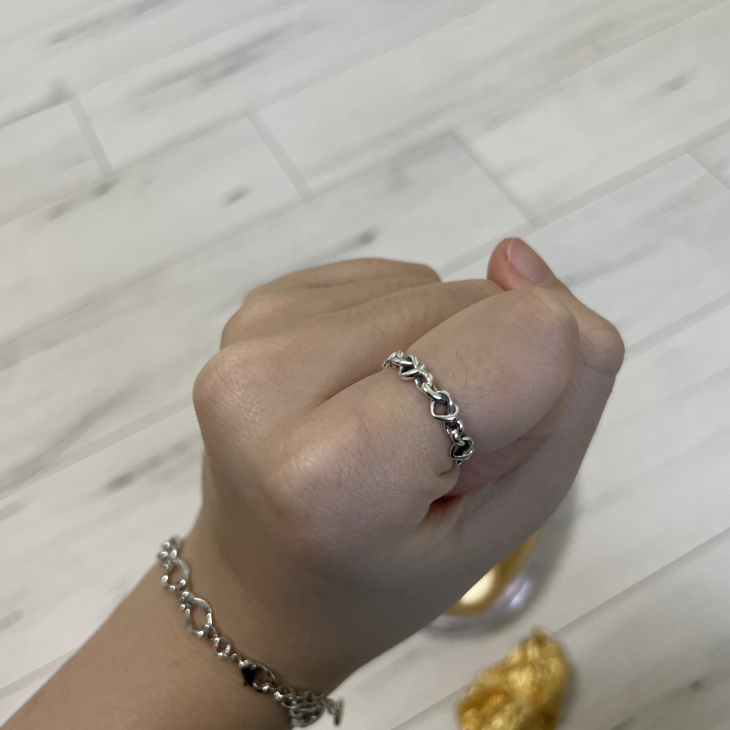 (W) Pandora Knotted Hearts Ring Sterling Silver 착용 스타일