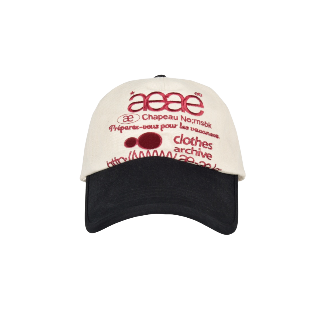 에이에이 웹 로고 5 패널 볼캡 에크루 블랙(Aeae Web Logo 5 Pannel Ball Cap Ecru Black)