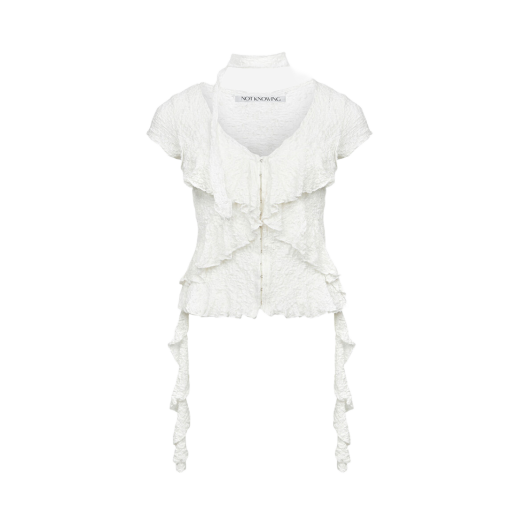 NK4HHS03-1 Notknowing Grunge Ruffle Blouse White