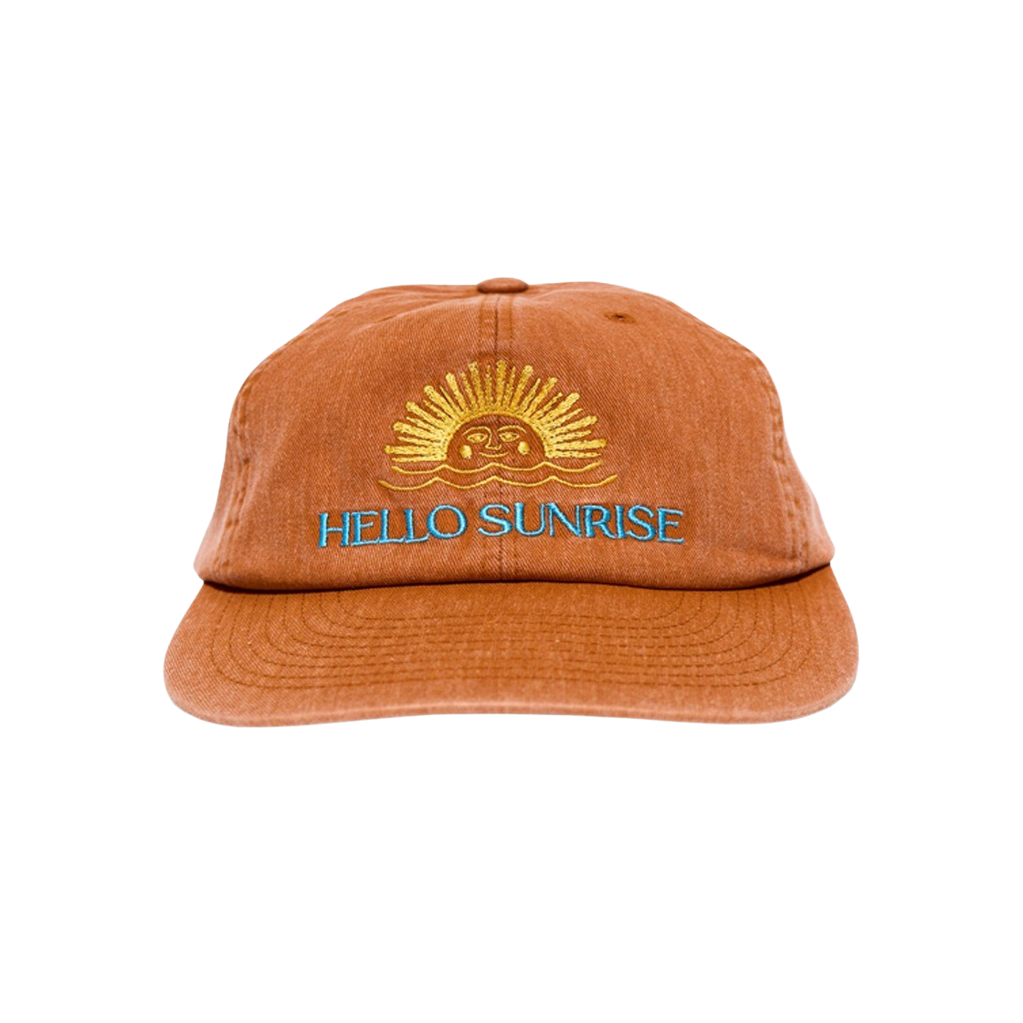 【HELLO SUNRISE】 Washed Doodle Typo Relaxed Fit 6Panel Cap 헬로선라이즈 워시드 투톤로고 6패널 캡 브라운 | Hello Sunrise