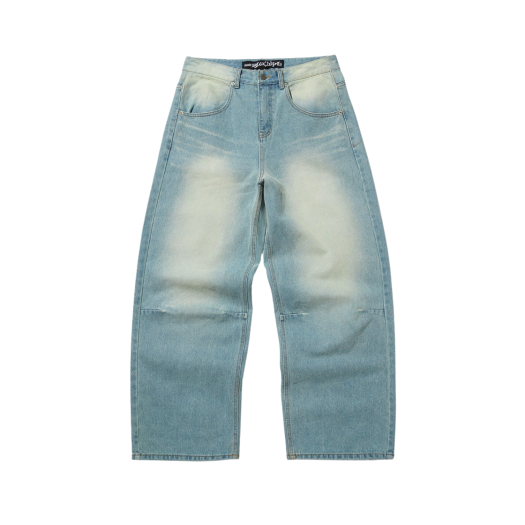 【Undermycar】Anti Fxxking Logo Play Brush Washed Wide Jeans 언더마이카 무.26 안티 Fxxking 로고 플레이 브러쉬 워시드