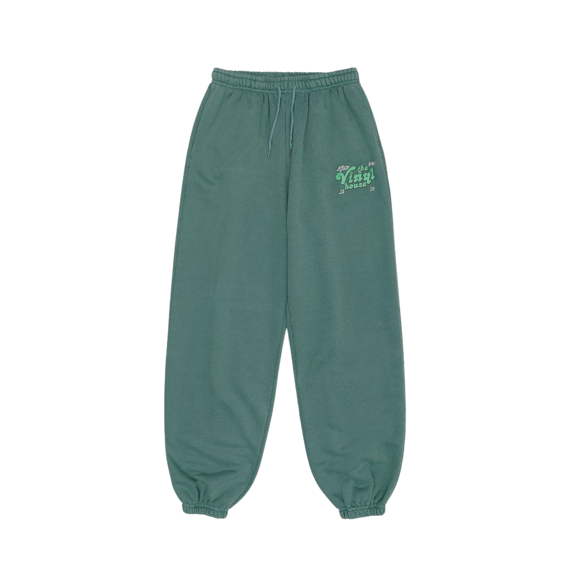 더바이닐하우스 로고 피그먼트 스웨트팬츠 그린