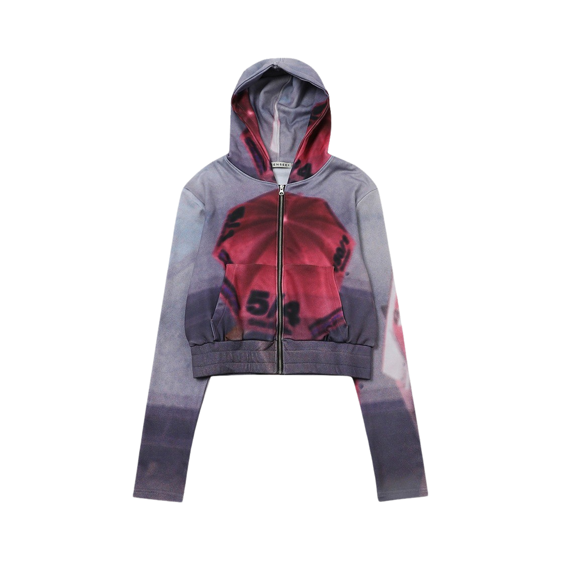 씬 우먼 엄브렐라 크롭 집업 후디 버건디(SEEN Women Umbrella Crop Zip-Up Hoodie Burgundy)