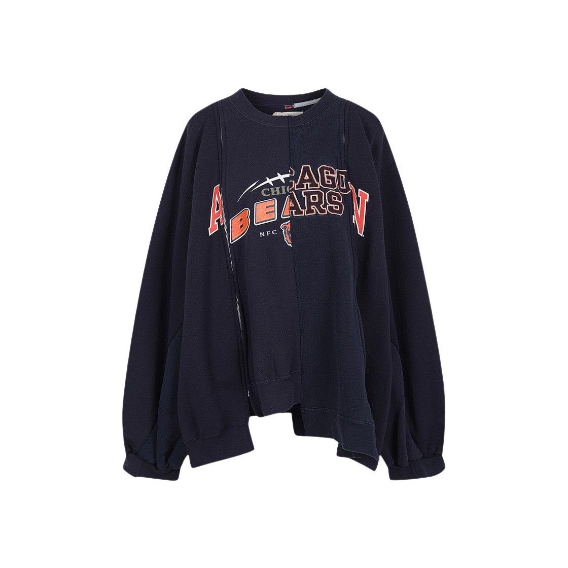 나나서카 서카 메이크 집 리무버 와이드 스웨트 탑 네이비(77circa Circa Make Zip Removal Wide Sweat Top Navy)