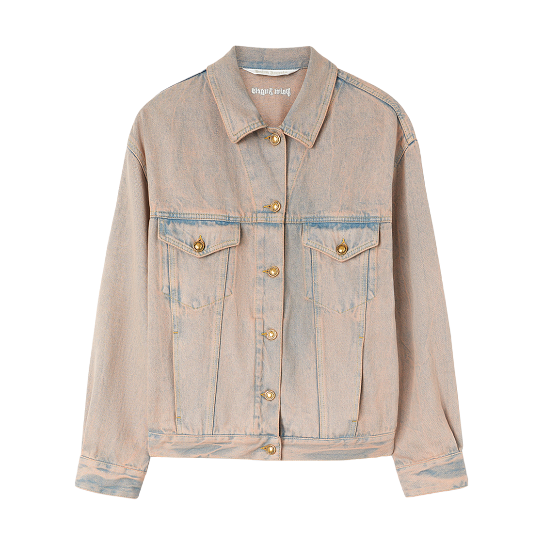 팜엔젤스 오버다이 로고 루즈 데님 재킷 핑크(Palm Angels Overdye Logo Loose Denim Jkt Pink)