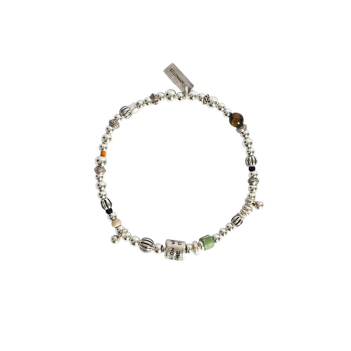 H24SSB08SV-SV-06 Hypnotize Lettering Ring Point Silver Ball Bracelet