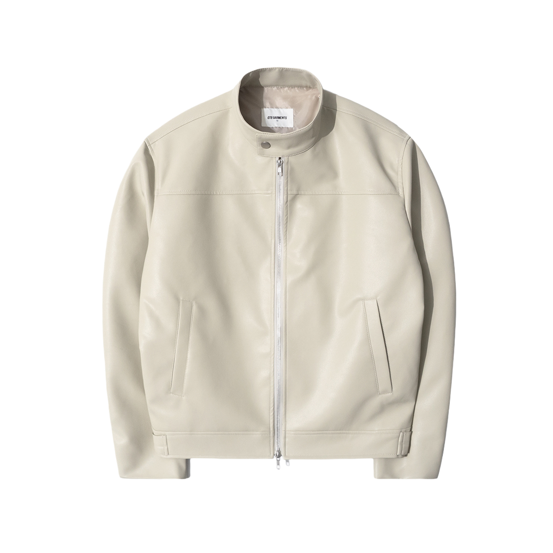Q5SMJK004CRM QT8 GARMENTS Synthetic Leather Moto Jacket Cream