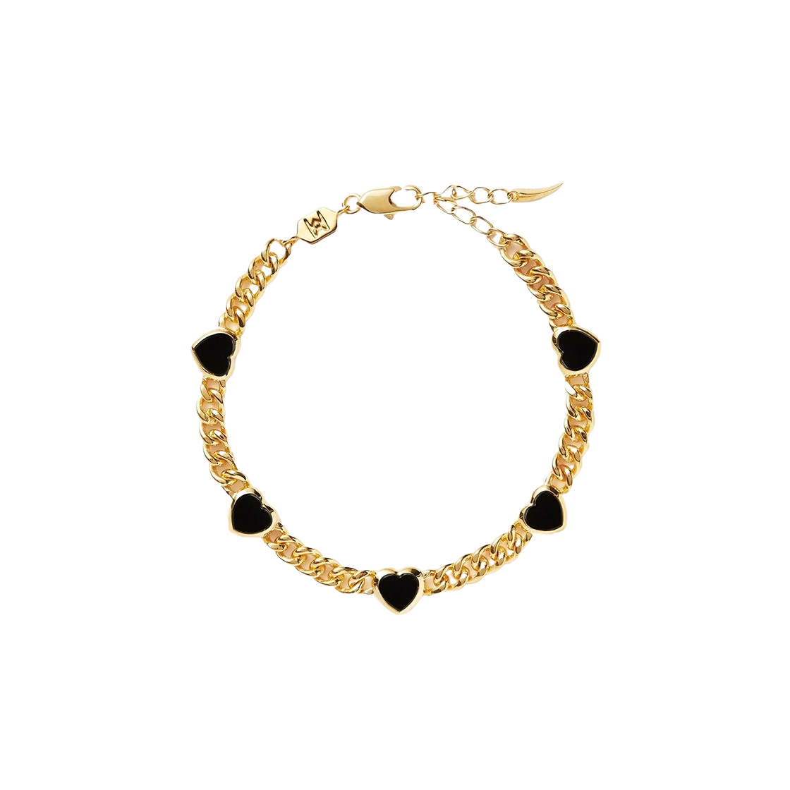 미쏘마 젤리 하트 젬스톤 참 브레이슬릿 블랙 오닉스 - 24FW(Missoma Jelly Heart Gemstone Charm Bracelet Black Onyx - 24FW)