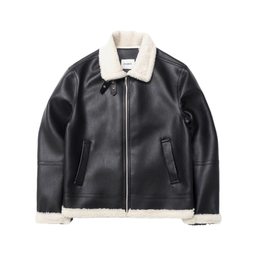 Q3WMJK002BBE QT8 Garments GB B-3 Mouton Jacket Black/Beige