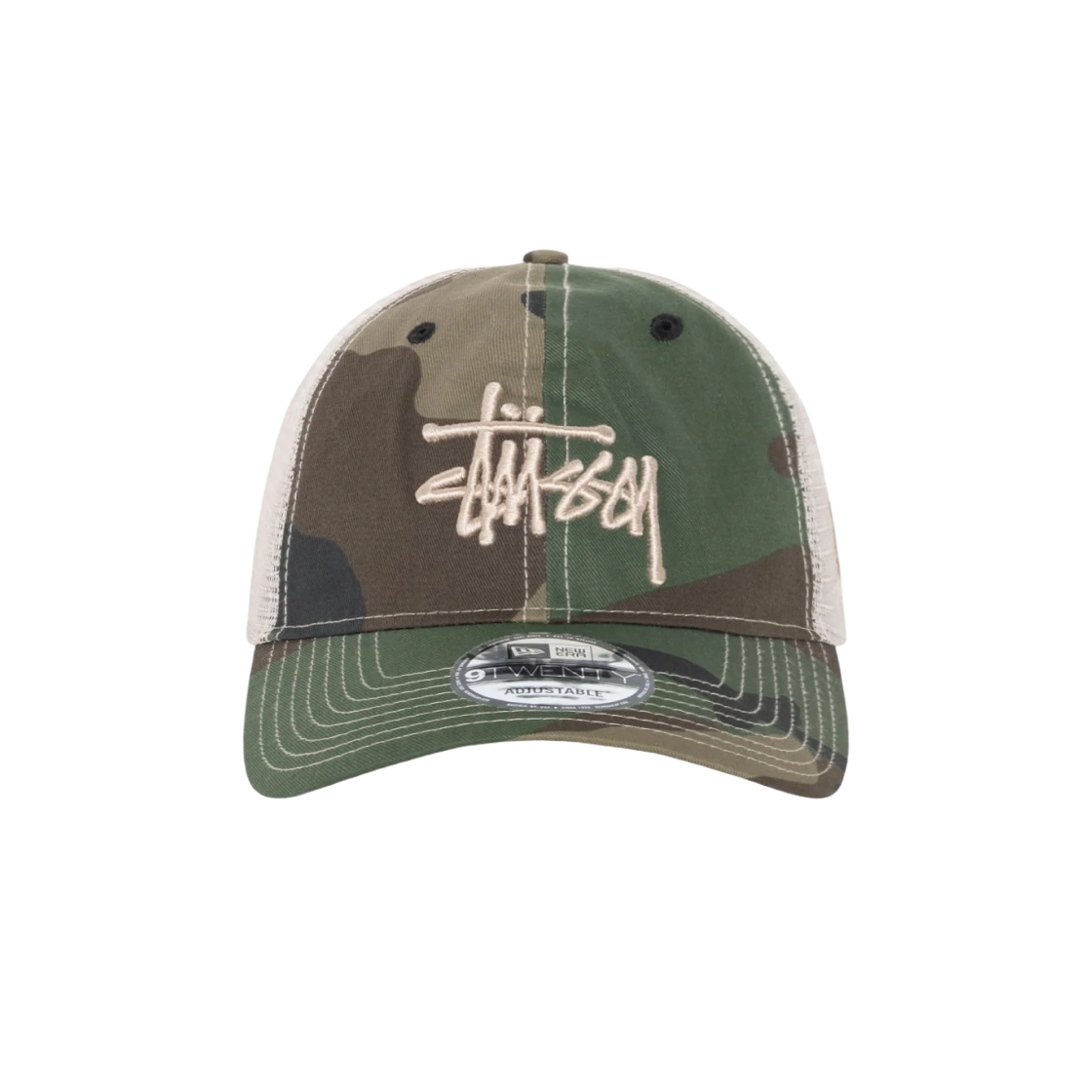 스투시 뉴에라 9Twenty 베이직 트러커 우드랜드 카모 | Stussy
