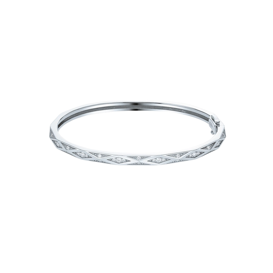 BL0273-1 Miko Ensemble Diamond Half Pave Bangle White Gold - 대표 이미지 #1