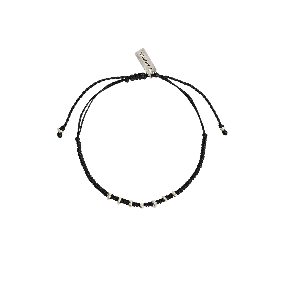 H24SSB04SV-BK-06 Hypnotize Karen Silver Macrame Bracelet Black