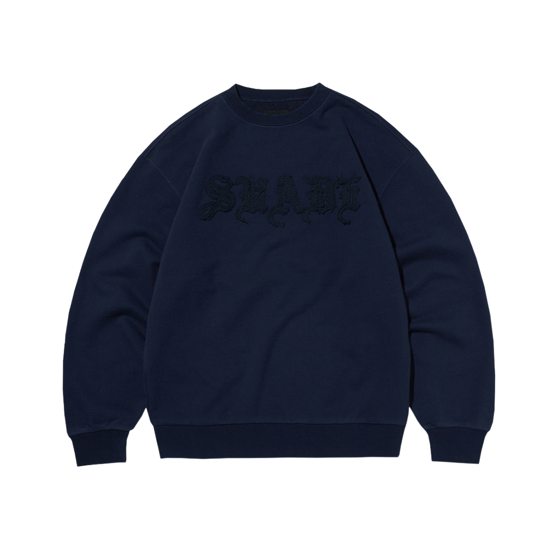 스웨이드 컷 오프 크루넥 네이비