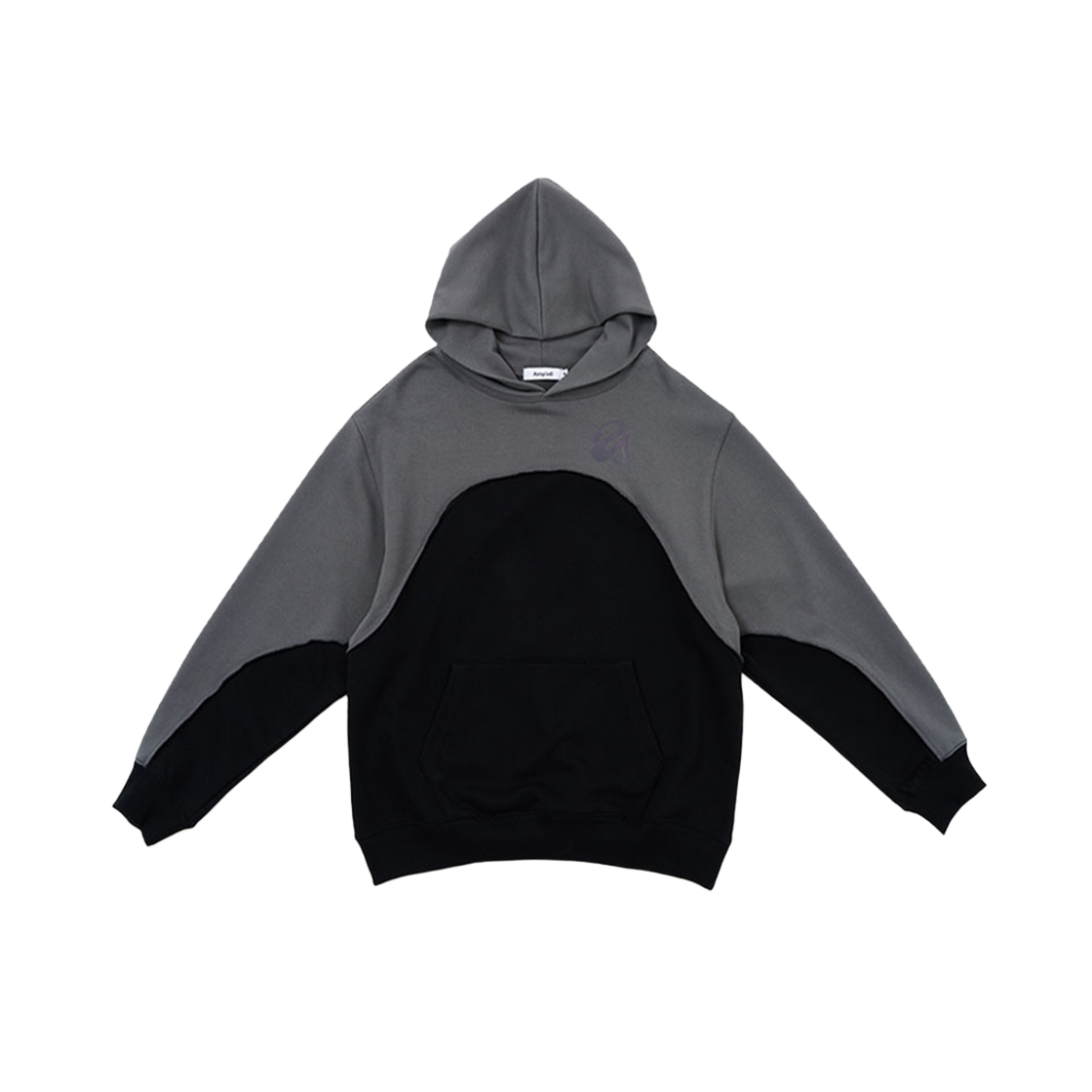 ARHD3301-Black Arrayed Comfy Curved Two Tone Hoodie Black