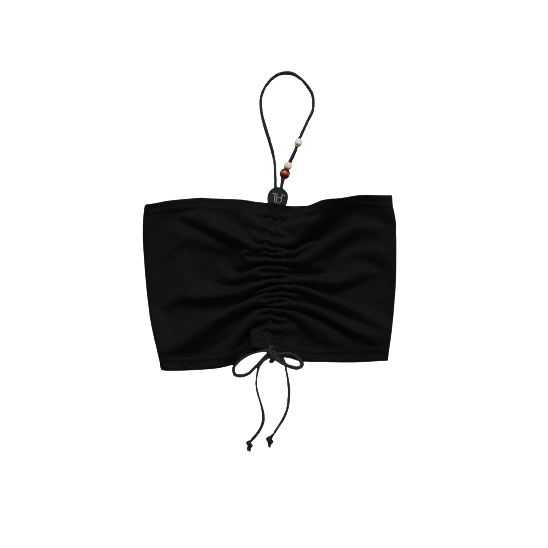 23SS3RDTOP04 Rubati Wooden Beads Tube Top Black