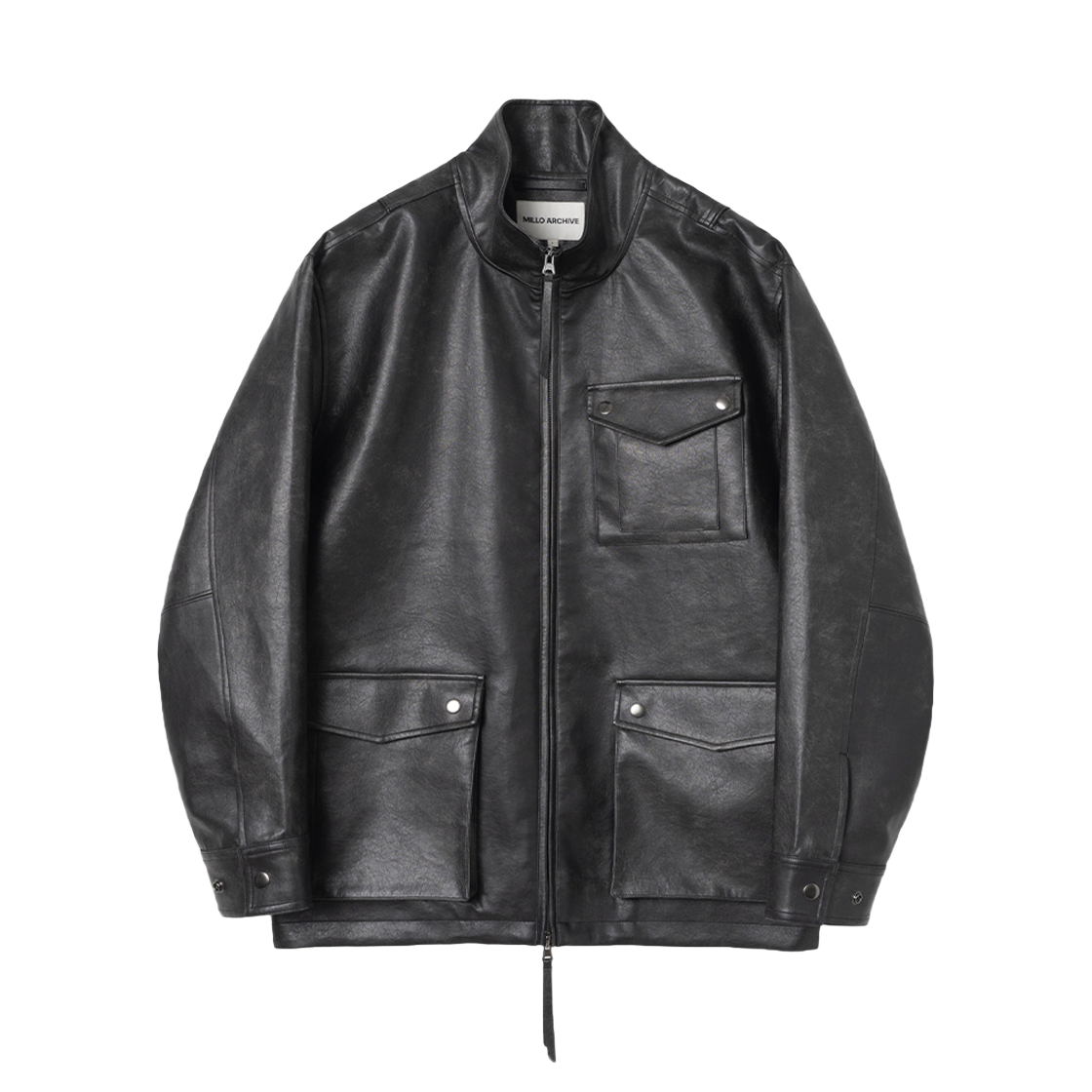ML456FBK Millo Archive Vintage Middle Leather Jacket Fade Black