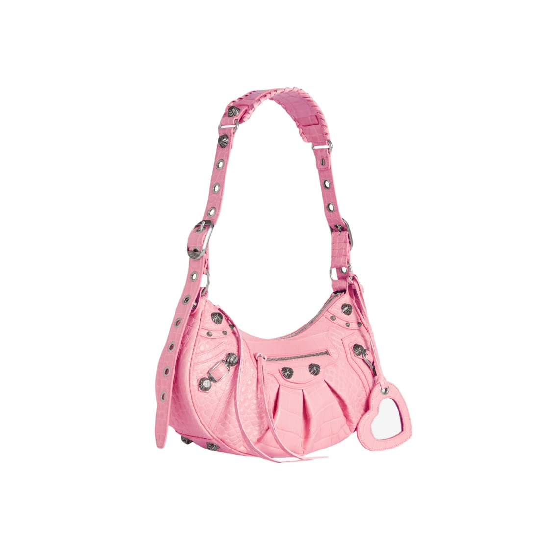 발렌시아가 르 카골 스몰 숄더백 크로커다일 엠보스 핑크(Balenciaga Le Cagole Small Shoulder Bag Crocodile Embossed Pink) - 2