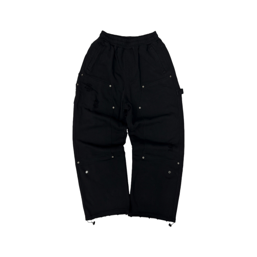TP0058 Flavorism Destroyed Carpanter Wide Sweat Pants Black