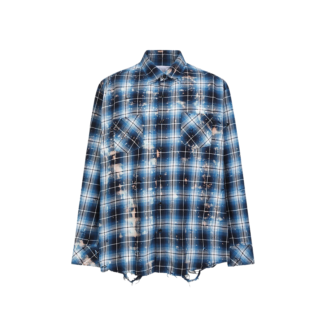 라푸 블리치드 데미지드 셔츠 블루(Rafu Bleached Damaged Shirt Blue)
