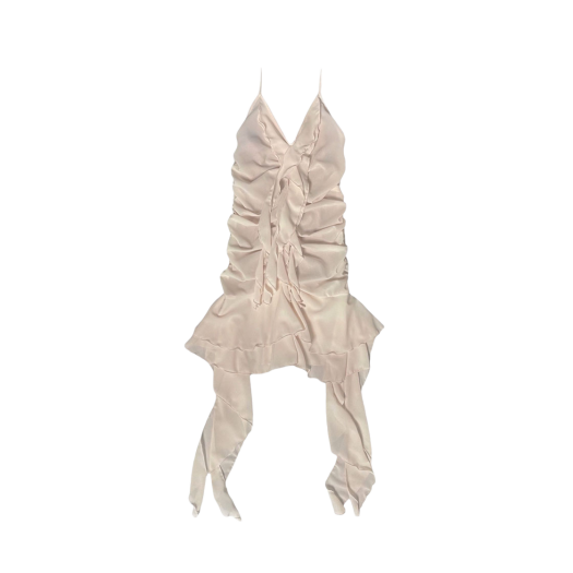 【NEWALRIN】Bell shirring unbalanced chiffon Dress♥3C NEWALRIN☆Bell shirring unbalanced chiffon Dress (NEWALRIN
