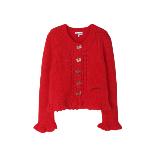 (W) Ganni Mohair Cardigan Racing Red