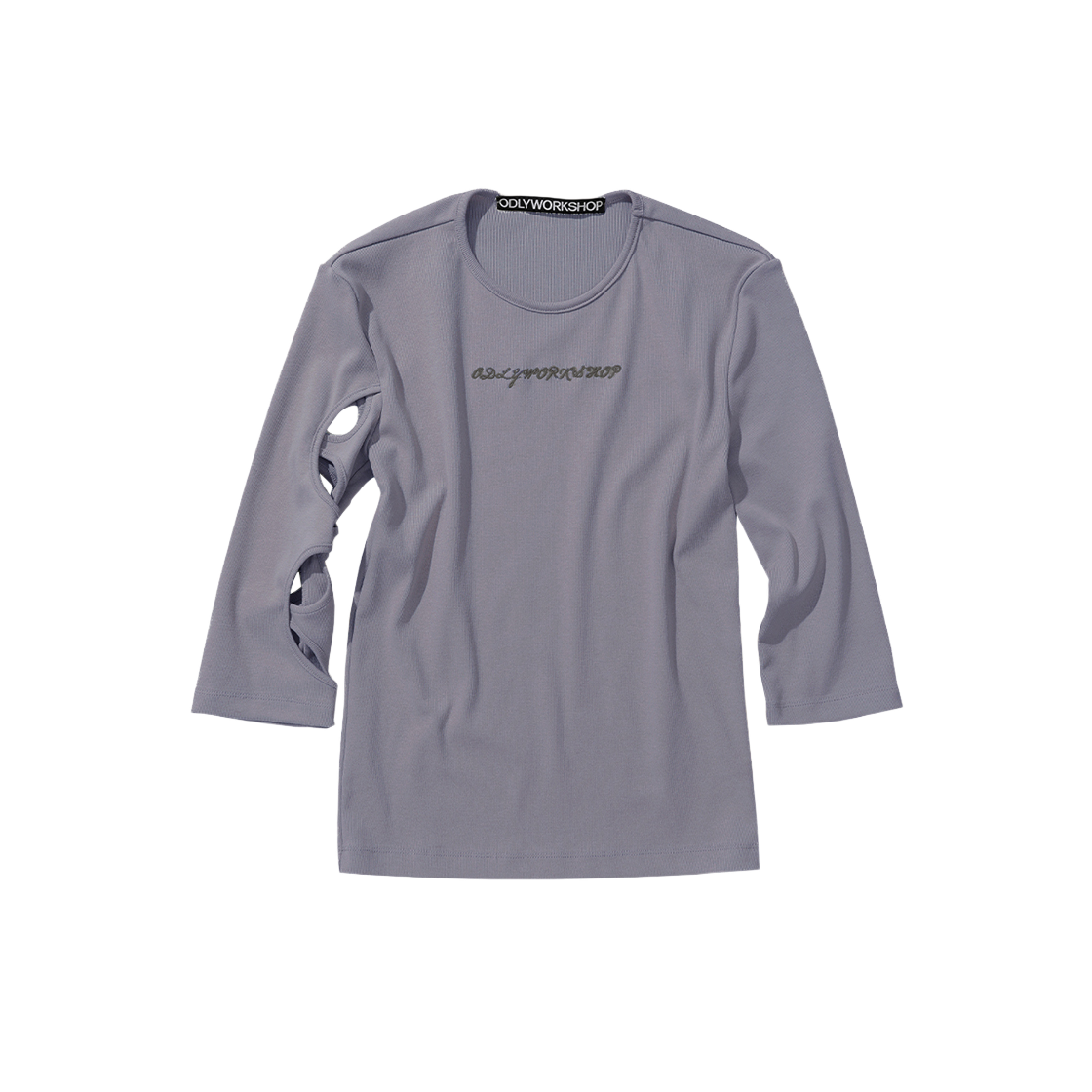 WGTS2401016-2 Odlyworkshop 3-Quarter Cutout Tee Periwinkle