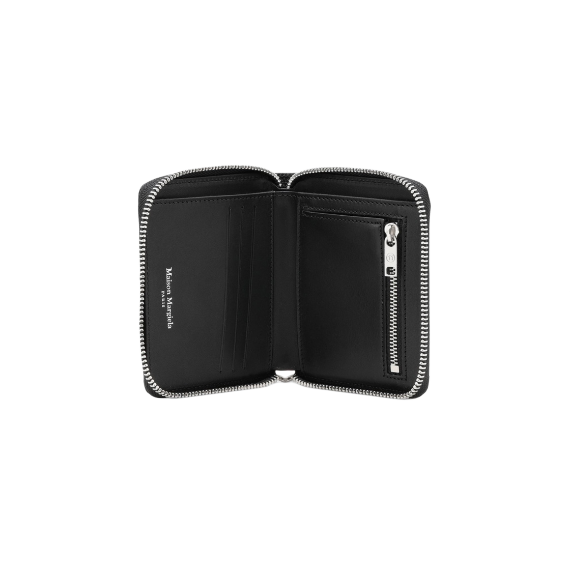 메종 마르지엘라 실버 집 어라운드 그레이니 레더 지갑 블랙(Maison Margiela Zip Around Grainy Leather Wallet Black) - 2