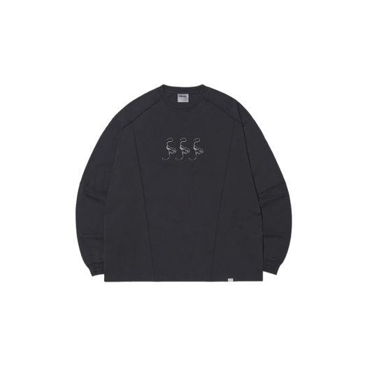 韓国発!【NOMANUAL】SLASH LONG SLEEVE TEE/男女共用 MUSINSA公式 | NOMANUAL SLASH LONG SLEEVE TEE - WASHED BLACK
