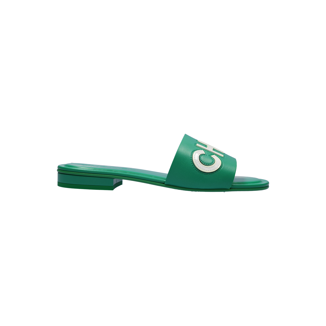 [A등급] 샤넬 G39988 슬라이드 샌들 레더 그린 화이트 37.5([A등급] Chanel Vintage Slide Sandals Leather Green White) - 1