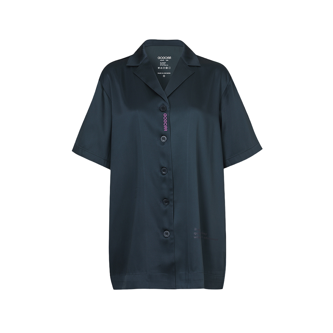 고고르르 체스트 로고 파자마 하프 셔츠 차콜(GOGORR Chest Logo Pajama Half Shirt Charcoal) - 1