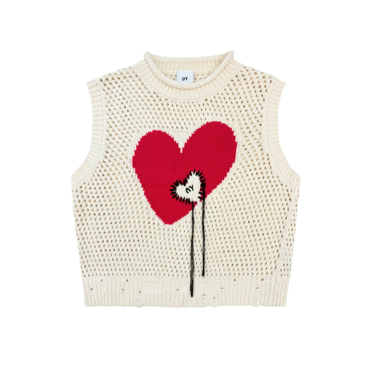 OYBDS1TO187WH OY Heart Stitch Knit Vest Ivory