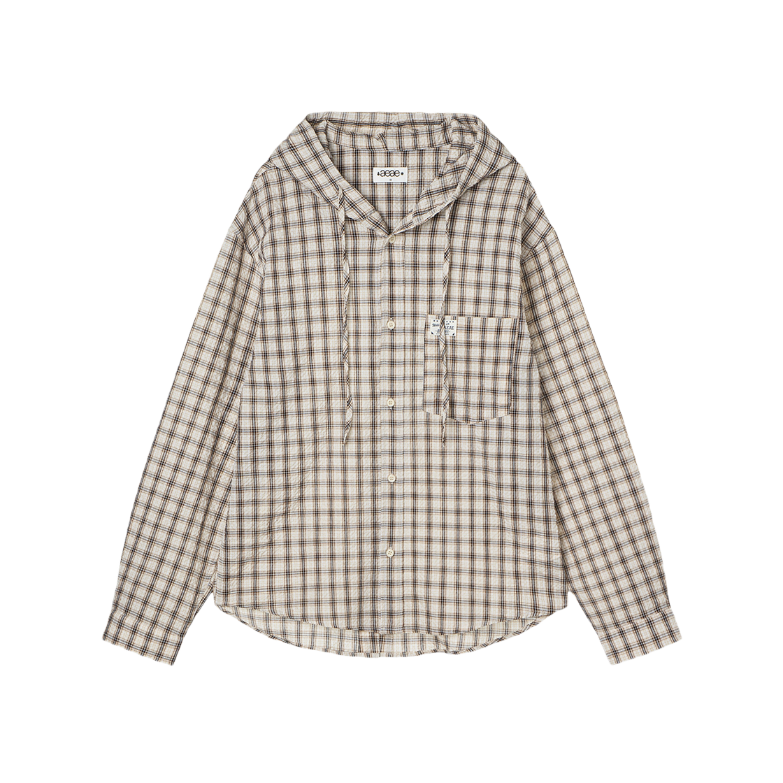 에이이에이이 체크 후드 셔츠 베이지(AEAE Check Hood Shirts Beige)