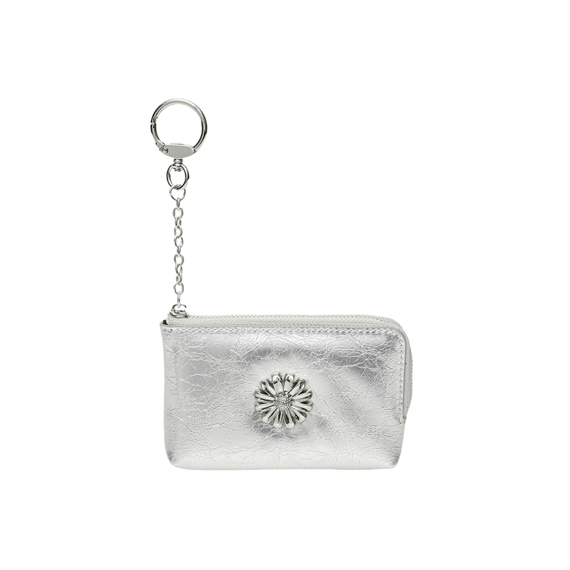 르마스크 데이지 키링 코인 지퍼 카드 월렛 파우치 실버