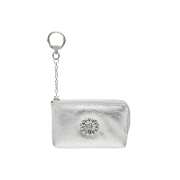 Lemasque Daisy Keyring Coin Zipper Card Wallet Pouch Silver