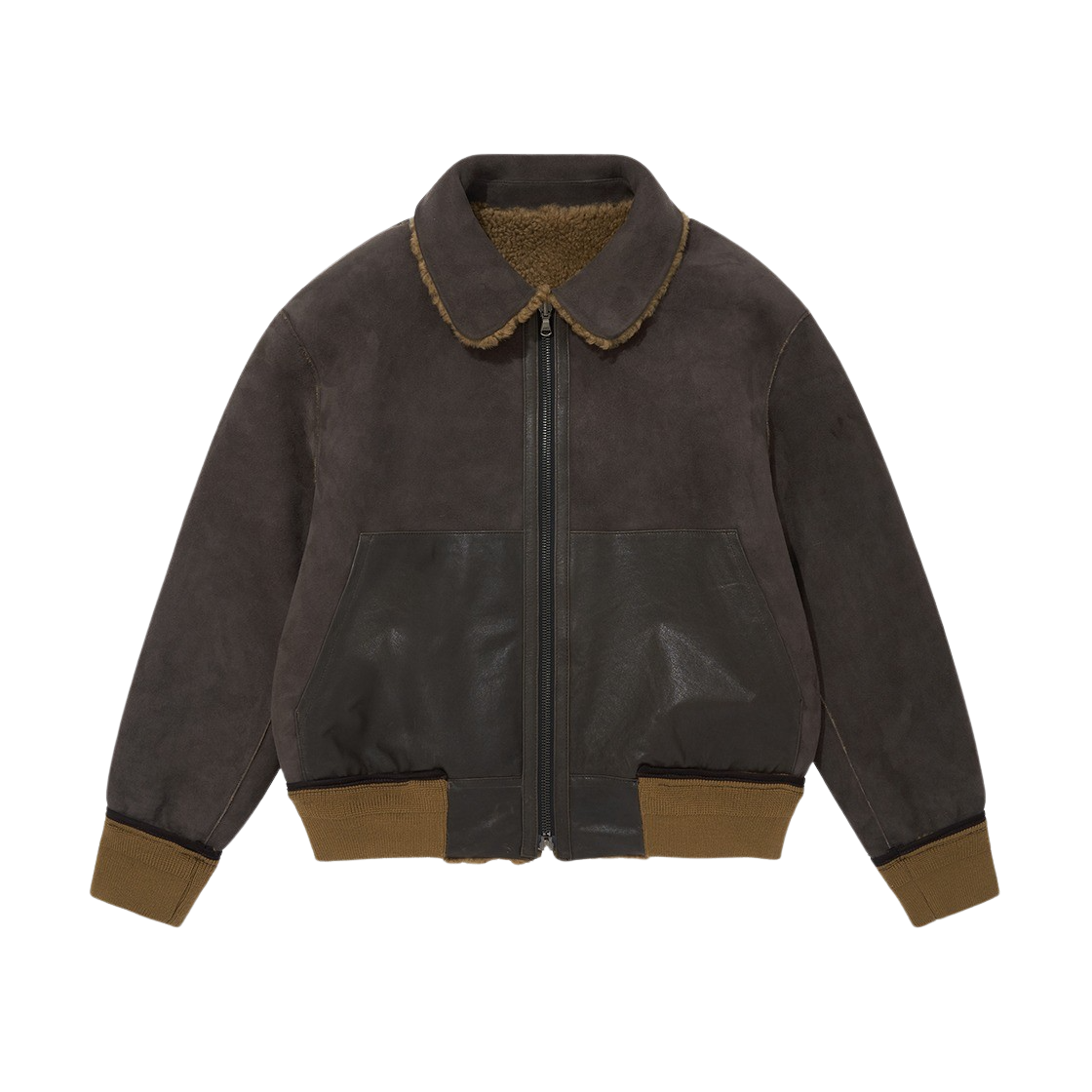 바이랑 리버시블 집업 시어링 봄버 자켓 브라운(BY RANG Reversible Zipped Shearling Bomber Jacket Brown)