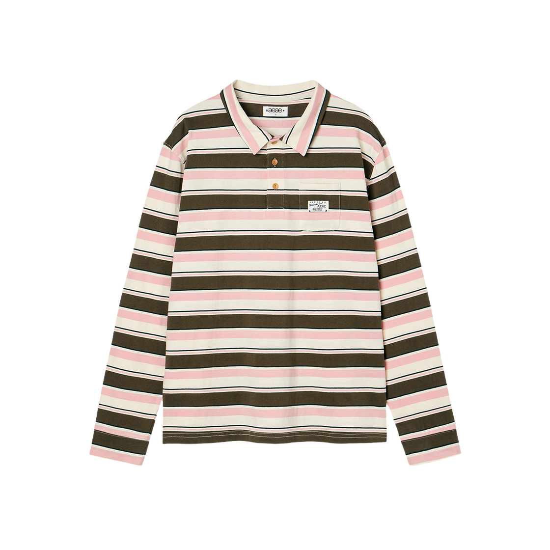 에이이에이이 스트라이프 피케 티셔츠 핑크