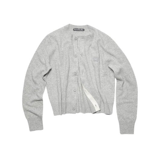 (W) Acne Studios Keva Face Crewneck Cardigan Light Grey Melange