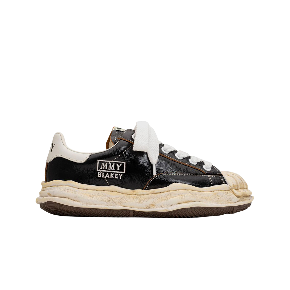 메종 미하라 야스히로 블레이키 OG 솔 링클드 레더 로우탑 스니커즈 블랙(Maison Mihara Yasuhiro Blakey OG Sole Wrinkled Leather Low-top Sneakers Black)