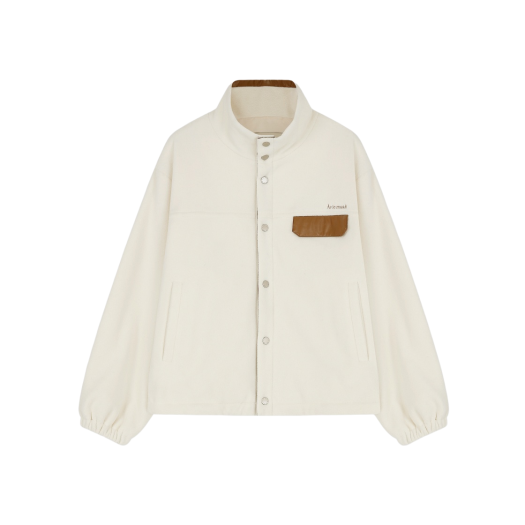 Aviemuah Oversized Logo Fleece Jacket Ivory