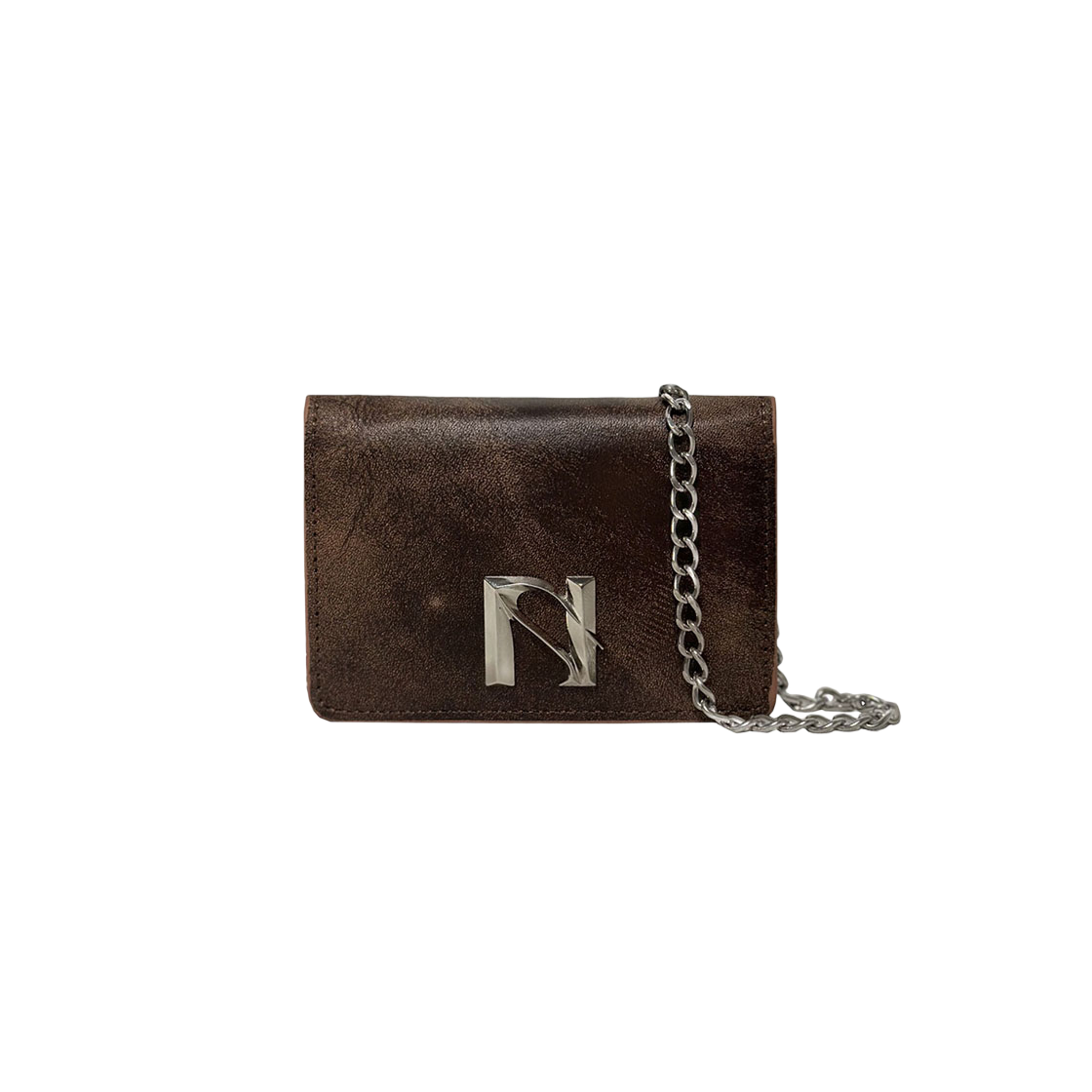 25SSACC02_3 Newalrin "N"  Leather Wallet chain Bag Washing Camel Brown