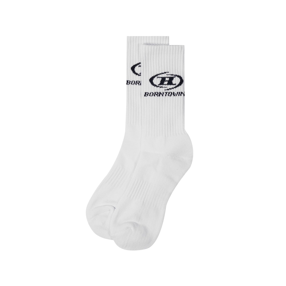 BE5USO418WH BORN TO WIN Symbol B Logo Socks White - 대표 이미지 #1